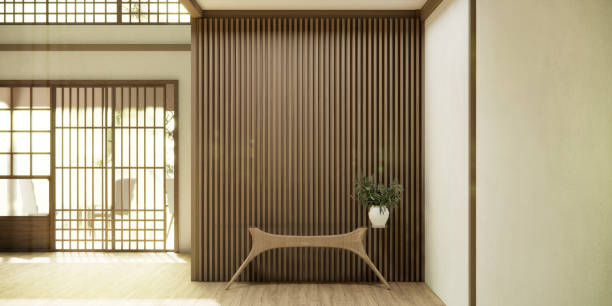 istock the hallway Clean japanese minimalist room interior, 3D rendering 1492851643