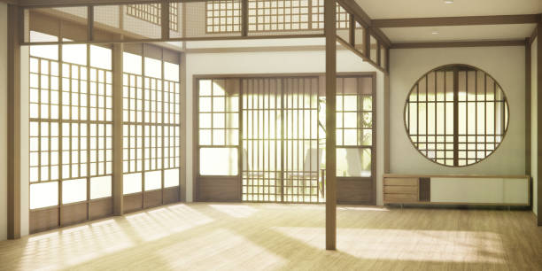 istock cabinet in hallway Clean japanese minimalist room interior. 1492851775