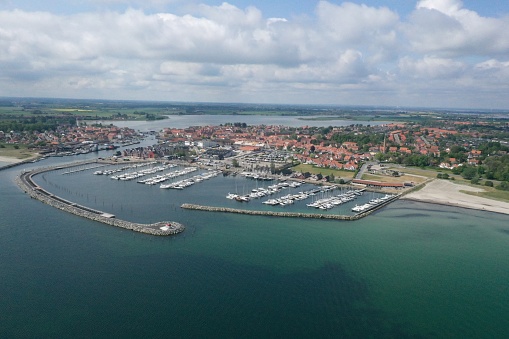 Aerial view of the city of Kerteminde, Denmark