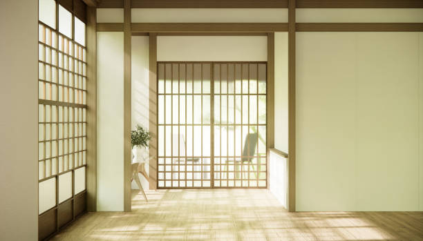 istock the hallway Clean japanese minimalist room interior, 3D rendering 1492852461