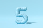 Number 5 balloon on blue background