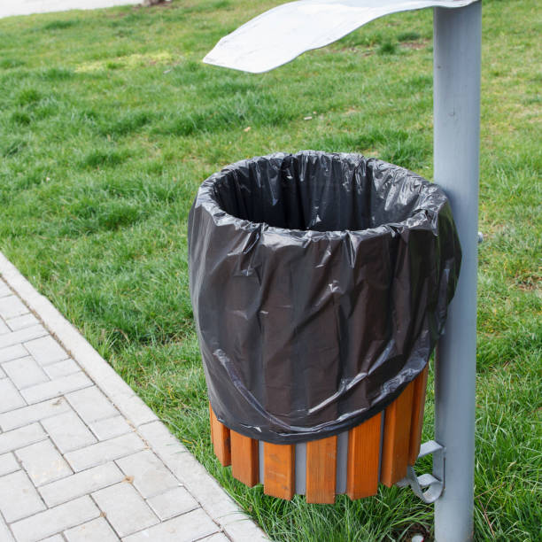istock A garbage bin with a garbage bag is installed in a public place. Located close to sidewalk. 1492862879