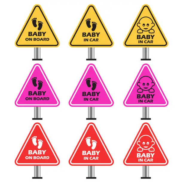 Vector illustration of Baby on board vector sign