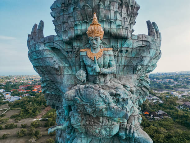 Garuda Visnu Kencana statue in Uluwatu - Bali. Garuda Visnu Kencana statue is a 122-meter tall statue located in Garuda Wisnu Kencana Cultural Park, Bali, Indonesia. It was designed by Nyoman Nuarta and inaugurated in September 2018. kuta beach stock pictures, royalty-free photos & images