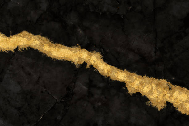 istock Black  marble stone natural pattern texture with gold line background 1492867163