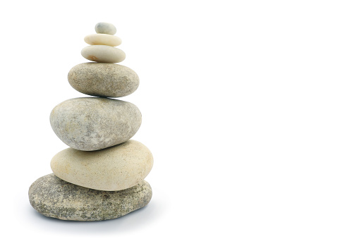 Spa concept on stone background. Balance of stones. isolate on white background. Font view and copy space