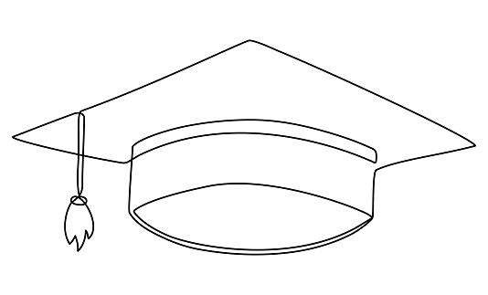 Grad Cap Drawing.pdf Graduation Cap Line Drawing Stock Illustration - Download Image Now ...