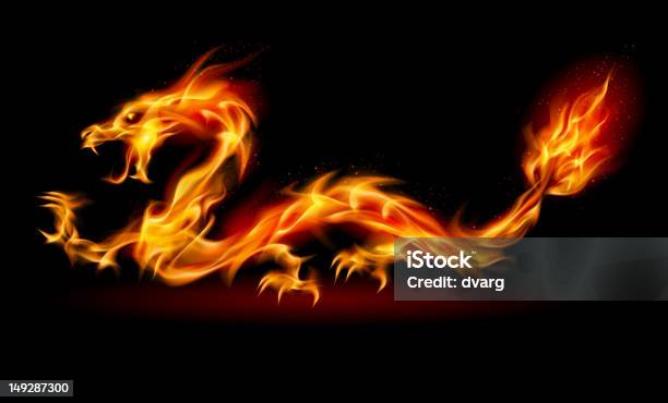 Ogień Smok - Stockowe grafiki wektorowe i więcej obrazów Smok - Postać fikcyjna - Smok - Postać fikcyjna, Ogień, Projekt - Design