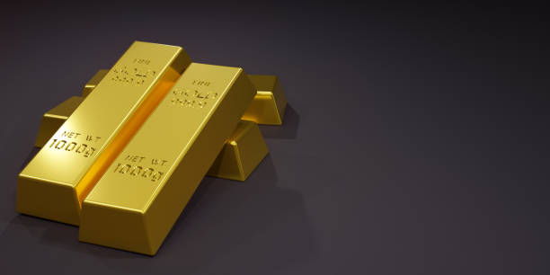 istock Stack of Pure gold bars on dark background with space for text. Stacked fine gold bars 1000g. Gold bars and Financial concept, copy space. 3d rendering 1492877893