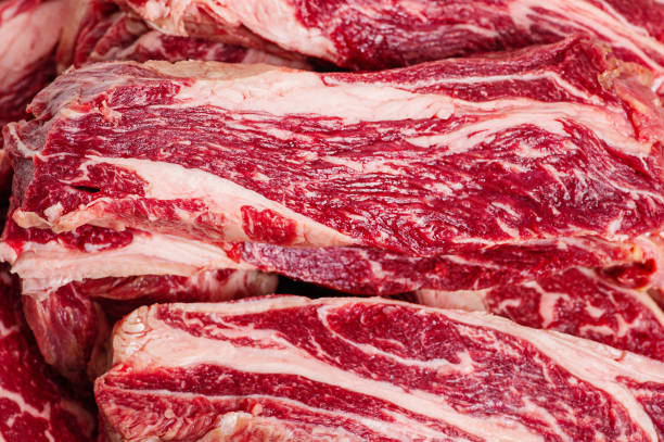 Marbled beef steaks as a background close-up. Fresh meat. Cooking. stock photo