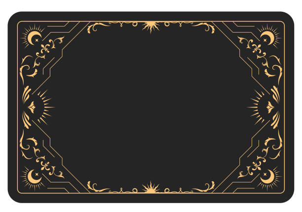 The reverse side of a tarot cards batch, frame with fancy pattern, esoteric and mystic border, sorcery, vector The reverse side of a tarot cards batch, frame with fancy pattern, esoteric and mystic border, sorcery, vector curse stock illustrations