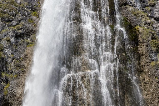 fall of water near aachensee tirol austria, closeup