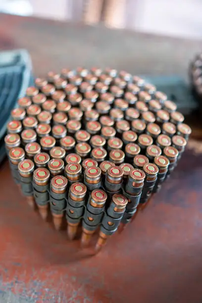 Photo of Preparing for reloading, main focus on ballistic point bullets, soft focus