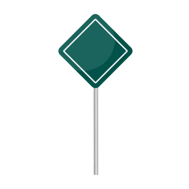 Vector illustration of Blank green traffic road sign. Vector illustration.