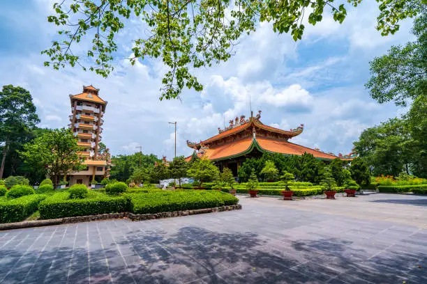 Photo of Morning at Ben Duoc Temple, Cu Chi, Ho Chi Minh city, Vietnam. The historic district revolutionary beside Cu Chi tunnel, a famous base of revolutionary Vietnam before 1975. Travel concept