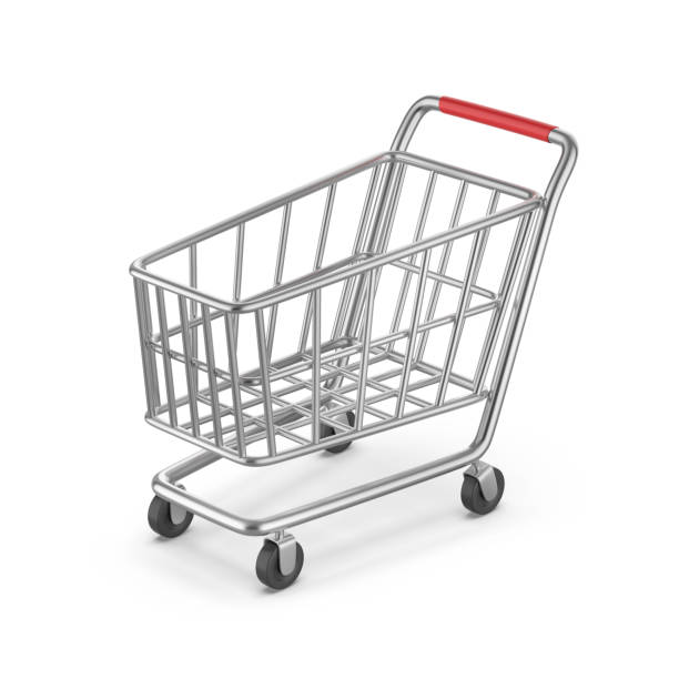 istock Empty metal shopping cart 1492892449