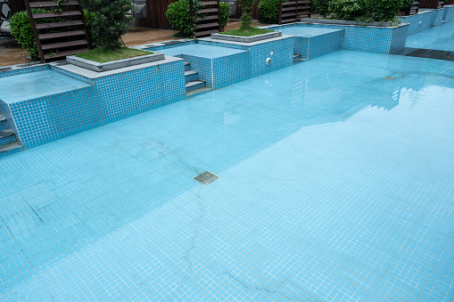 The outdoor swimming pool of the resort hotel