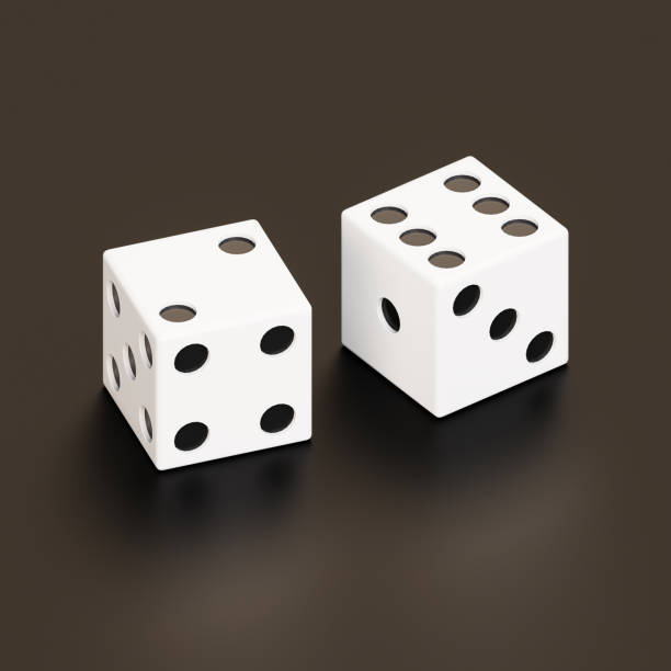 istock Two white dice on a black background. Casino entertainment gambling. 1492894008