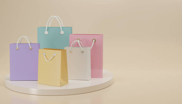istock 3d rendering pastel paper shopping bags with space for texts  isolated on beige background. Business, retail, sale and online commerce concept. 3D render  illustration 1492899071
