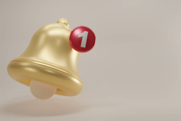 istock 3D render gold Notification bell icon with incoming inbox message isolate on beige background for your website, logo, app, UI, product print. Notification bell concept 3D rendering illustration icon. 1492900082