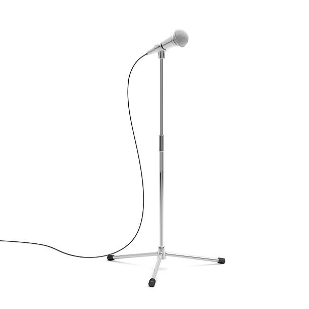 Microphone 3d illustration of microphone on metal stand microphone stand stock pictures, royalty-free photos & images