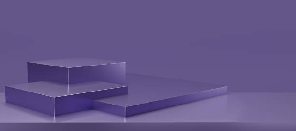 istock Metallic purple podium and gradient light background with studio  backdrops. Purple Blank display or clean room for showing product. Minimalist mockup for podium display or showcase. 3D rendering. 1492900329