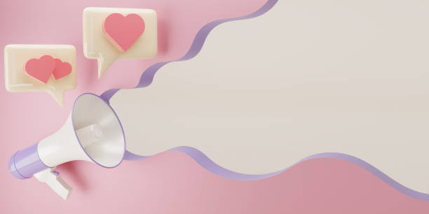 istock Purple megaphone loudspeaker isolate on pink background. magaphone with copy space for texts or message. 3d render illustration. 1492901236