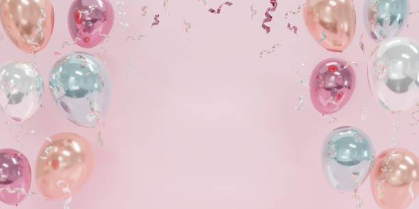 istock Colorful pastel Balloons are floating for Party and Celebrations With Space for texts  Isolated in pink Background. Balloons floating for birthday,party. Minimal idea creative concept. 3d rendering. 1492901255