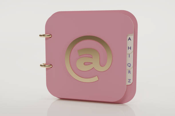 Pink Address book icon isolated on white background . Note book Icon design. 3D rendering illustration.