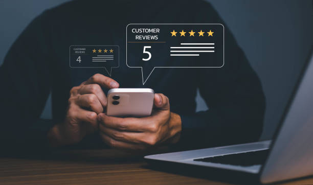 istock User give rating to service excellent experience on mobile phone application, Client evaluate quality of service reputation ranking of business. Customer review satisfaction feedback survey concept. 1492902656