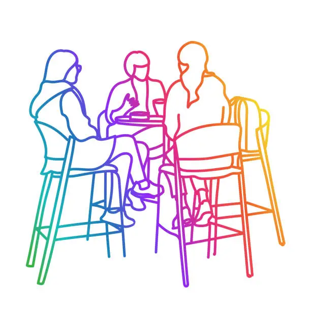 Vector illustration of University Coffee Shop Talks Rainbow