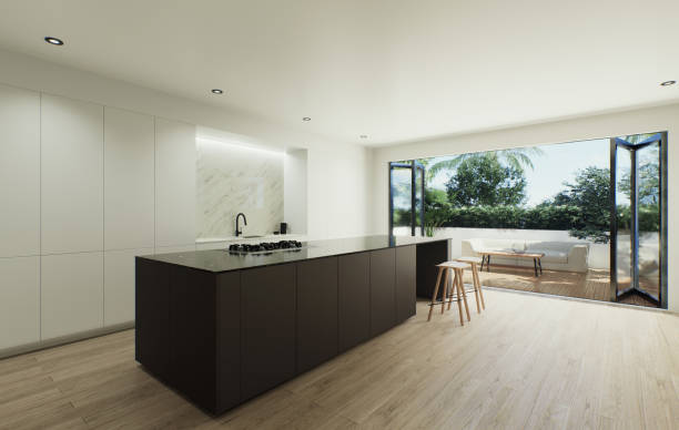 istock 3d visualization of the interior is made in a strict minimalist style. 1492905395
