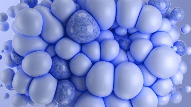 istock 3d render illustration - Pastel trendy soft bubbles in motion. Abstract wallpaper with lilac 3D spheres. Great for your design web projects. 1492908322