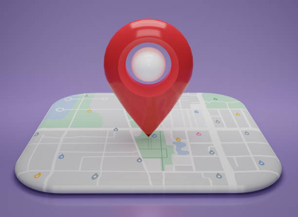 istock GPS.Red navigator pin checking  with map on purple background. Location pin, location map, location icon. 3d rendering illustration. 1492908370