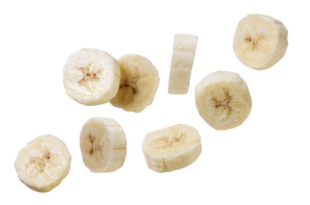 istock Banana pieces are flying on a white background. Isolated 1492909363