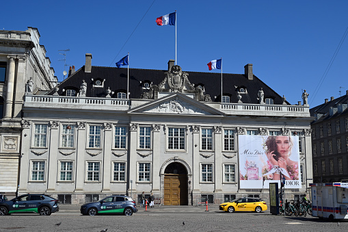 Copenhagen, Denmark, may 8, 2023 : Thott Palace and French Embassy in Denmark