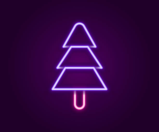 ilustrações de stock, clip art, desenhos animados e ícones de glowing neon line tree icon isolated on black background. forest symbol. colorful outline concept. vector - 5600