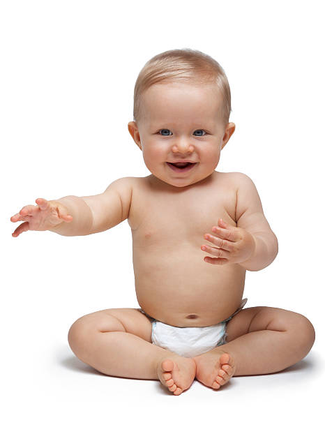 istock Little cute boy sitting and moving hands (isolated on white) 149291343