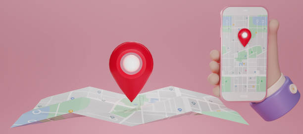 istock Red pin checking  and map application floating on pink background with smartphone, mobile phone. Location pin, location map, location icon on Smart phone. 3d rendering illustration. 1492913777