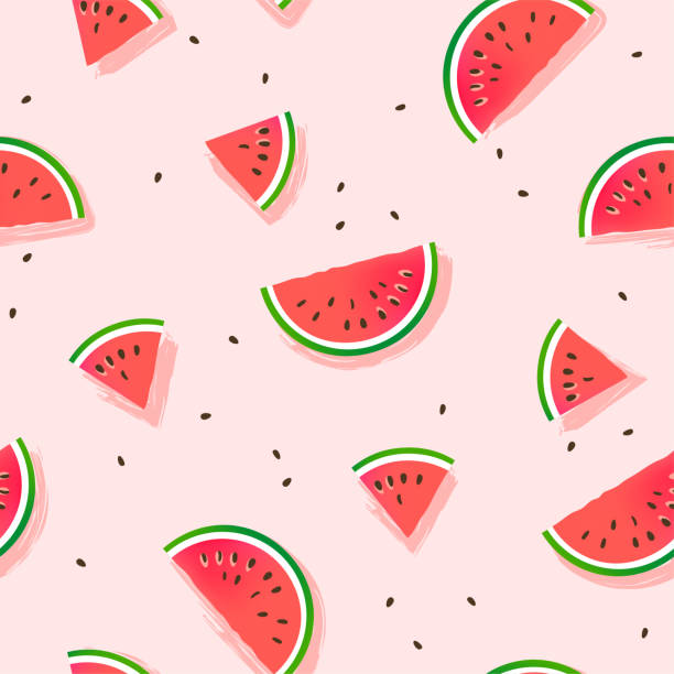 watermelon slices seamless pattern. vector illustration. - karpuz stock illustrations