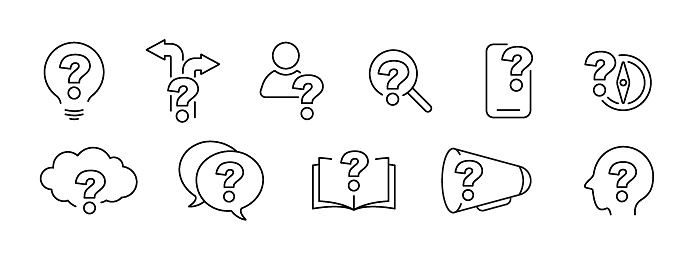 Question sign different icon set illustration