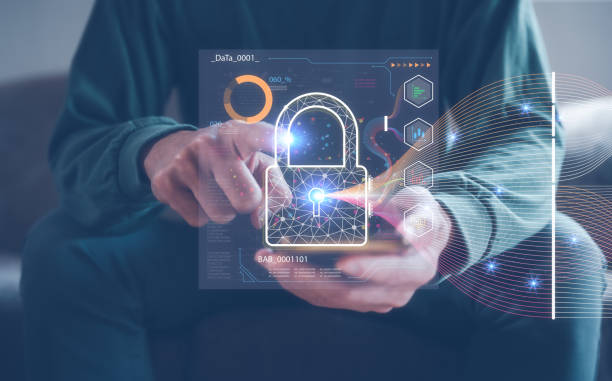 istock Cyber security protection information privacy  technology concept, man use smartphone digital on visual screen show padlock protecting data, password and login. 1492919135