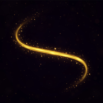 Magic sparkle trail. Luminous wavy comet effect.