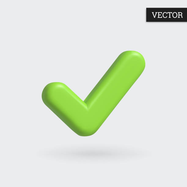 istock Green check mark icon 3d. Sign positive in plastic cartoon style. 1492921499