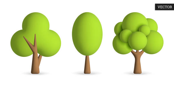istock Set of trees 3d vector icons. Collection of green trees on white background. 1492921545