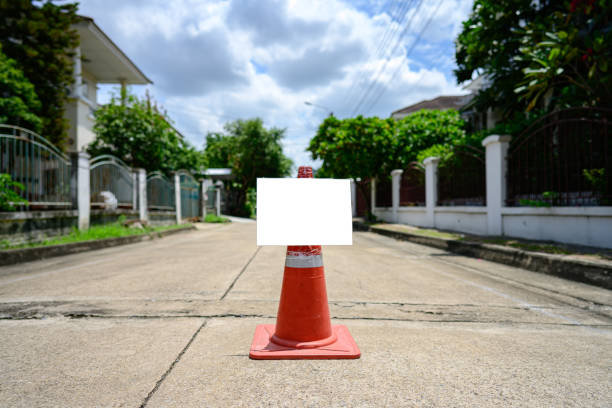 Traffic Cone And Traffic Sign With Number 1 On White Background