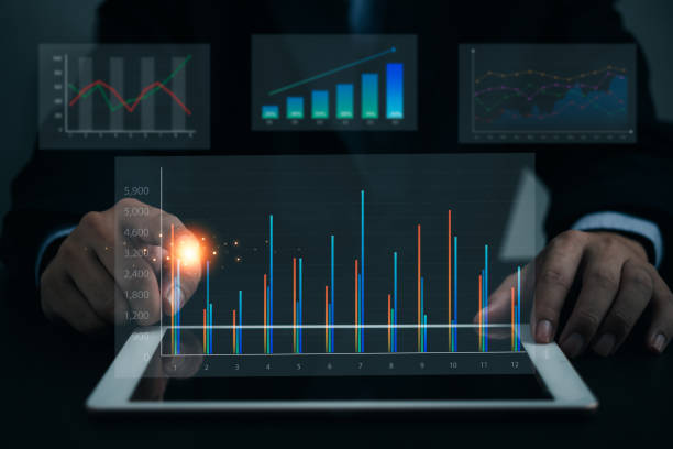 istock Business analysis big data screen and economic growth with financial graph. digital tablet marketing plan, Investment concept of virtual dashboard technology visualization. 1492924500