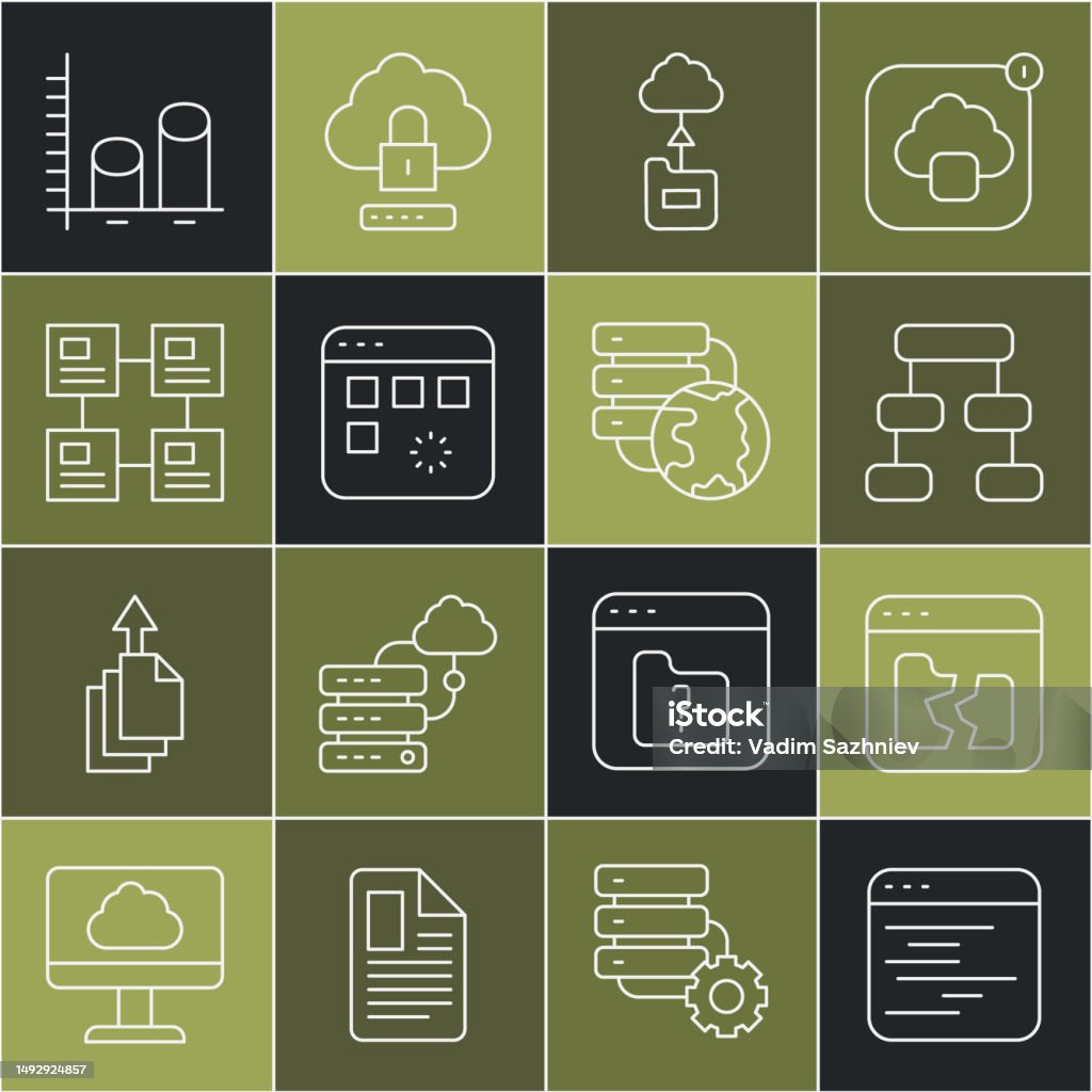 File System Organogram Set Line Software Broken File Hierarchy Organogram Chart Cloud ...