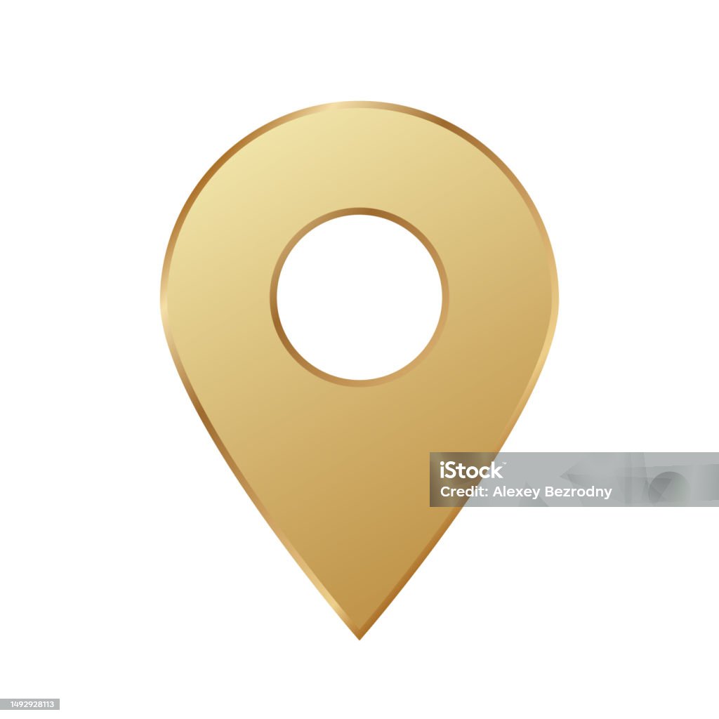 Gold Pin Vector Golden Map Pin Gold Pointer Stock Illustration - Download Image Now ...