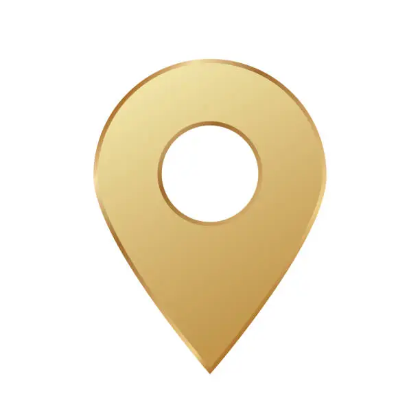 Vector illustration of golden map pin gold pointer